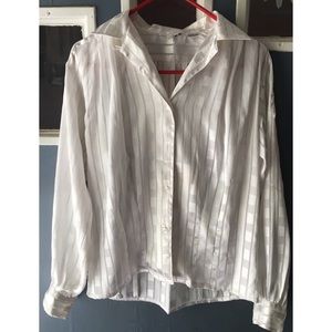 Sheer White Button Up Blouse